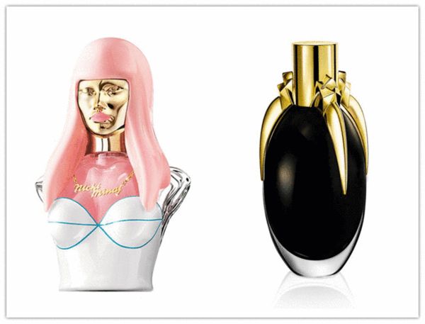 女明星妮琪· 米娜（左图）和 Lady Gaga 推出的个人香水